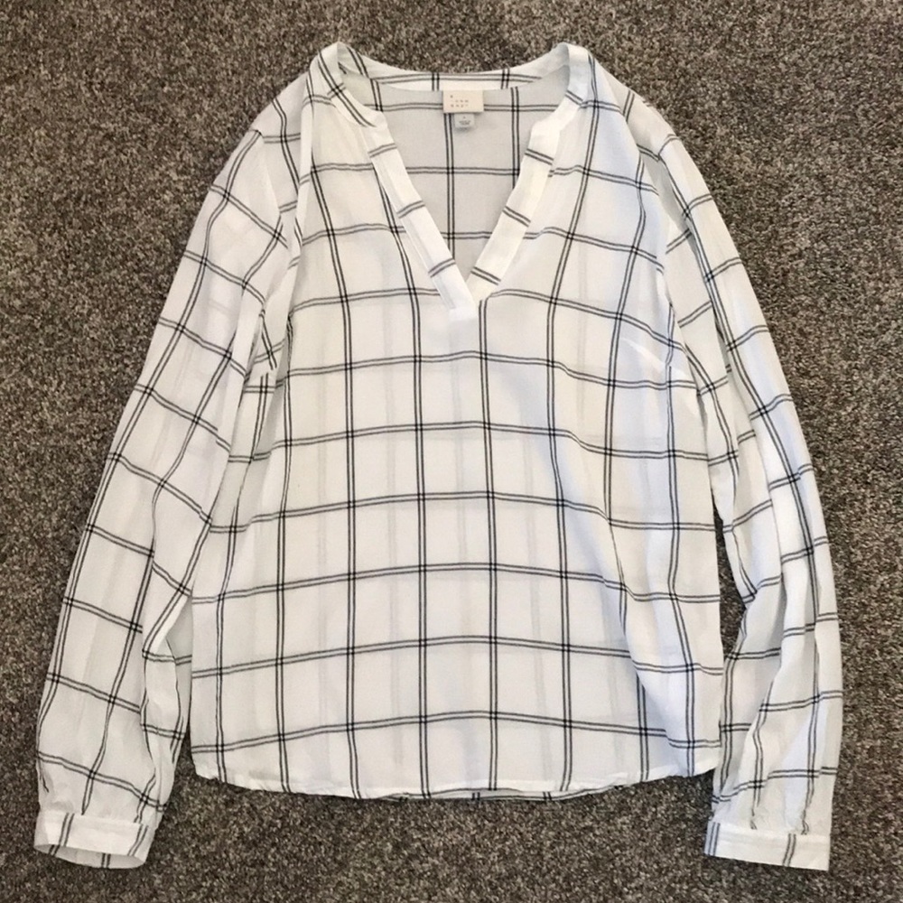a new day White and Black Checkered Blouse